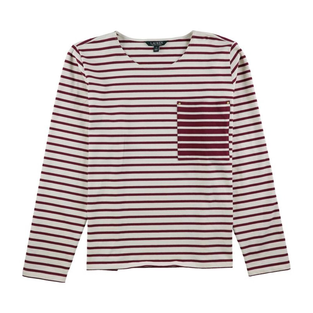 Ralph Lauren Womens Striped Pocket Basic T-Shirt, Multicoloured, L, DM